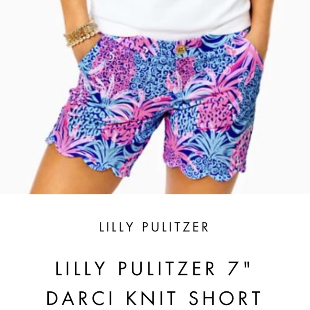 Lilly Pulitzer Darci Knit Scallop Shorts Size 8 Tropics Down Low